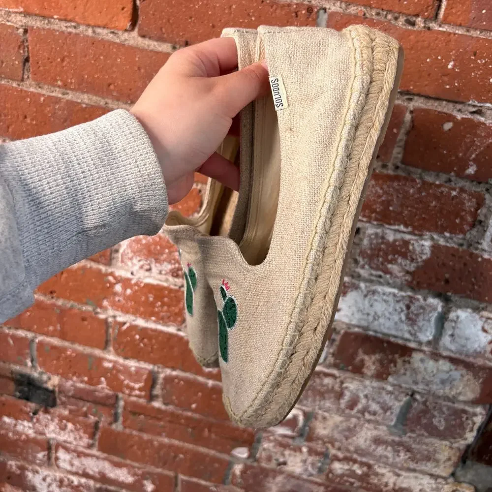 Soludos Cactus Smoking Slipper in Sand Sz 9.5 Espadrille Flats Summer Platform